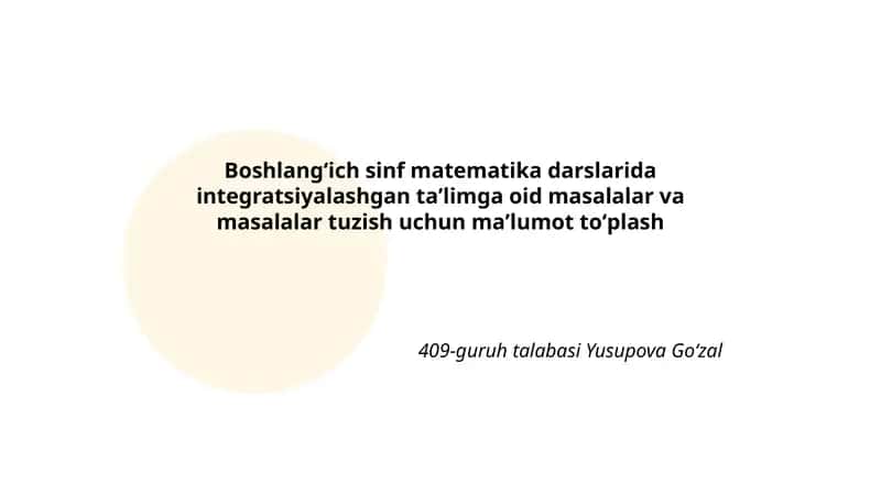 Integratsiyalashgan taʼlim darslari 1