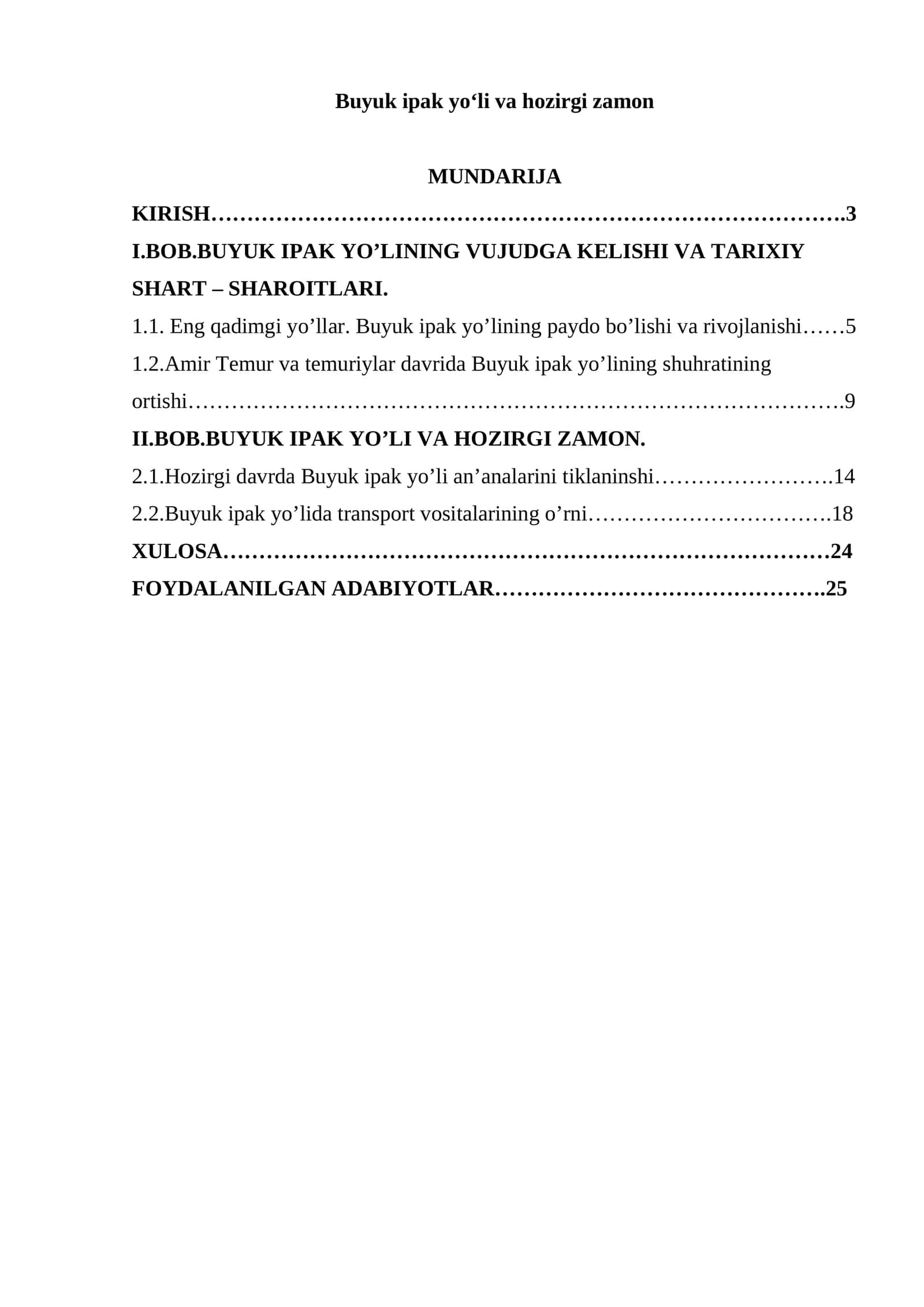 Buyuk ipak yo‘li va hozirgi zamon 1