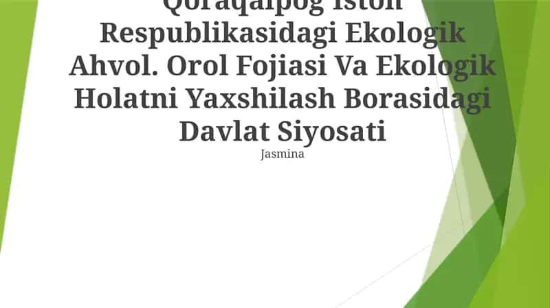Ekologik Ahvol Uzbekistonda 1