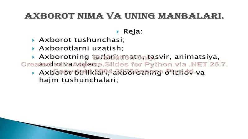 Axborot tushunchasi (prezentatsiya) 1