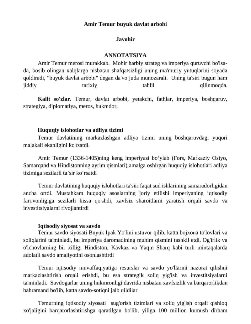 Amir Temur buyuk davlat arbobi 1