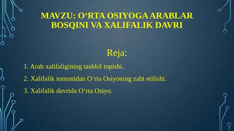 O'rta Osiyoning arablar tomonidan fath etilishi 1