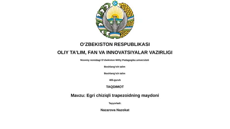 Egri chiziqli trapezoidning maydoni 1