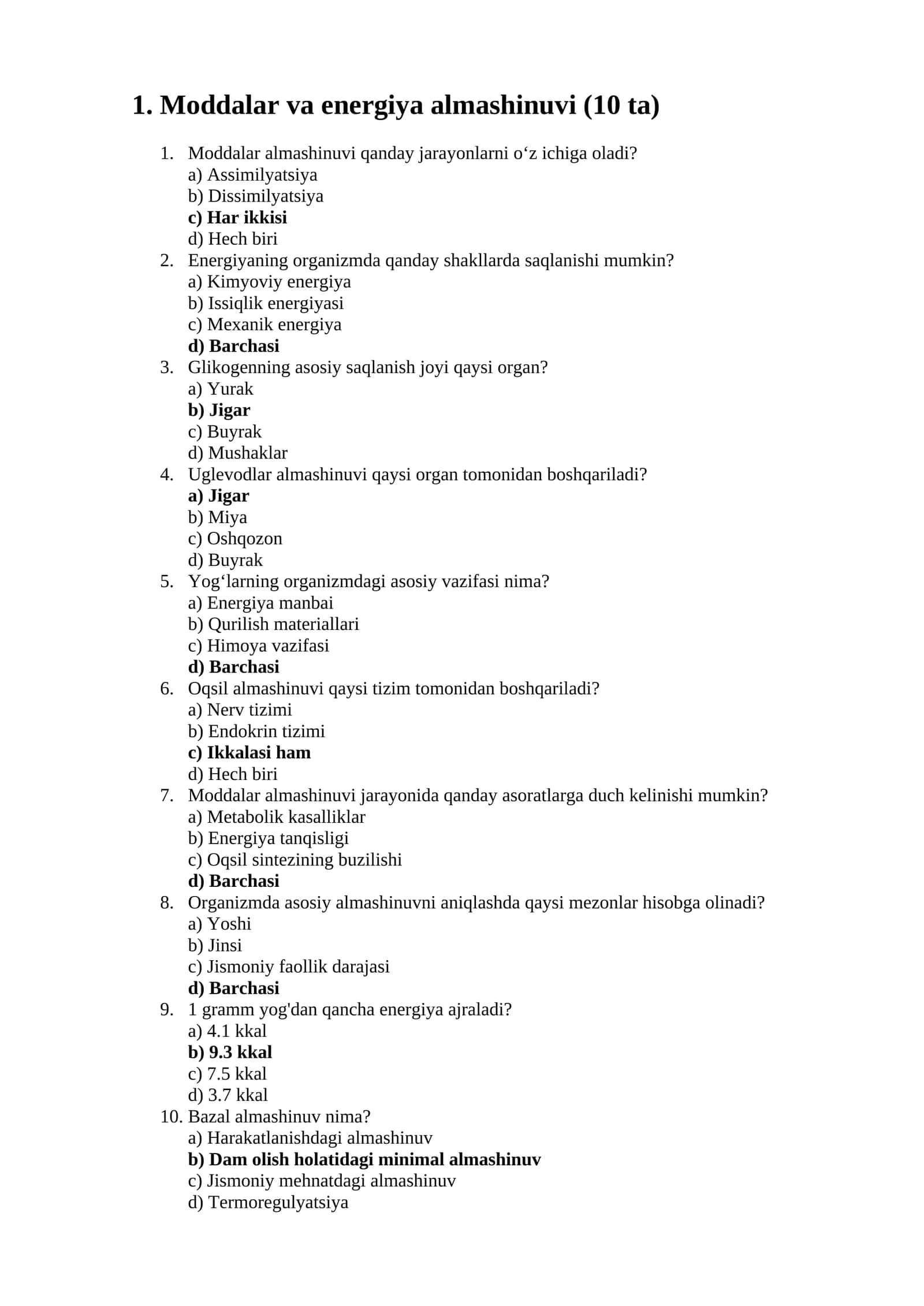 Moddalar va energiya almashinuvi 1