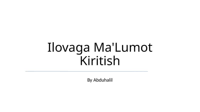 Ilovaga Ma'Lumot Kiritish 1