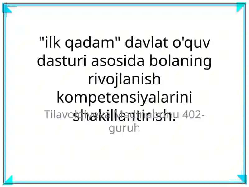 "İlk Qadam" Dasturi