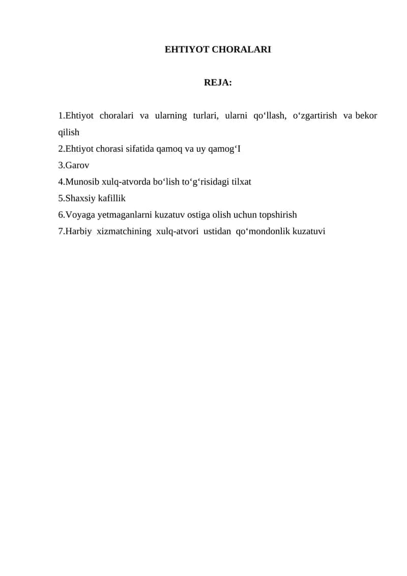 Ehtiyot Choralari 1