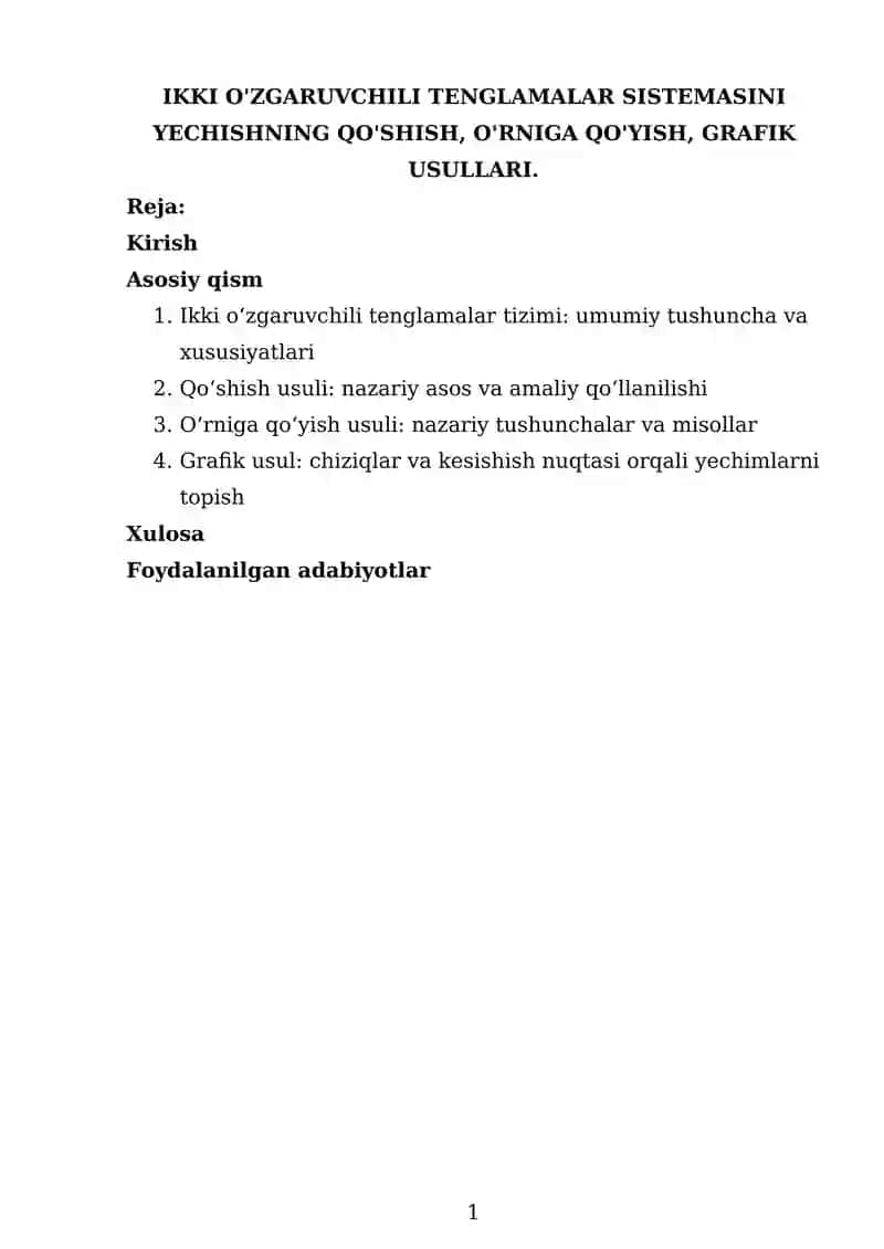 Ikki o'zgaruvchili tenglamalar tizimi