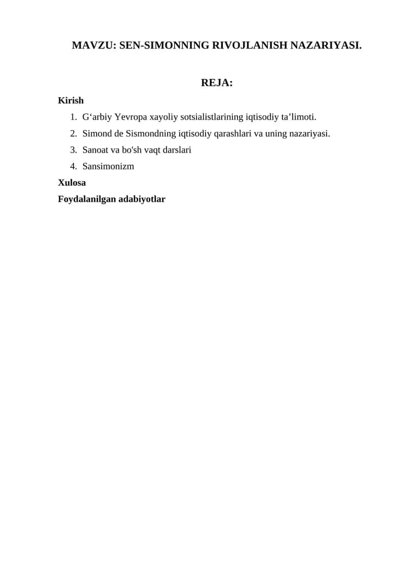 SEN-SIMONNING RIVOJLANISH NAZARIYASI 1