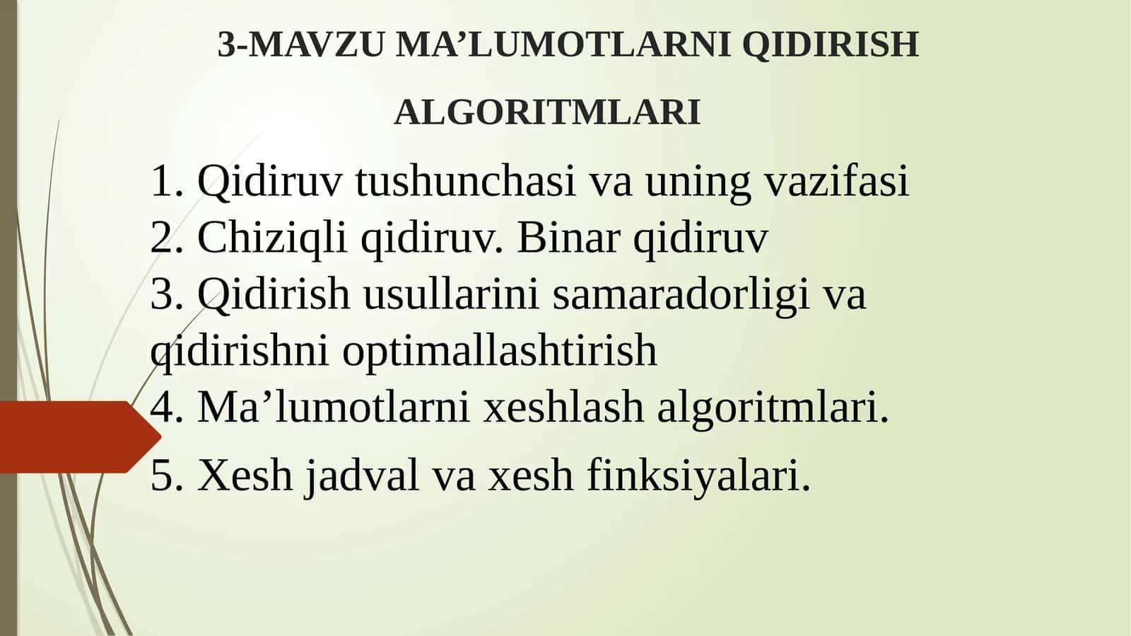 3-mavzu Ma’lumotlarni qidirish algoritmlari 1