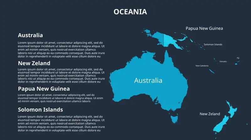 Australia, New Zeland, Papua New Guinea, Solomon Islands 1