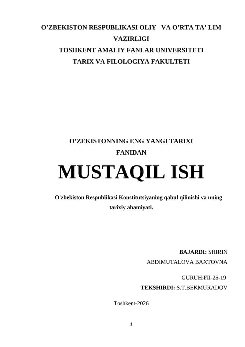 O'zbekiston Respublikasi Konstitutsiyasi 1