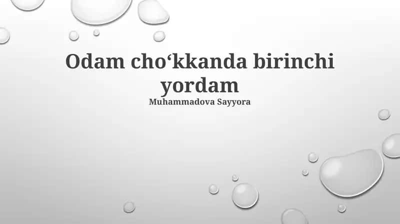 Odam choʻkkanda birinchi yordam 1
