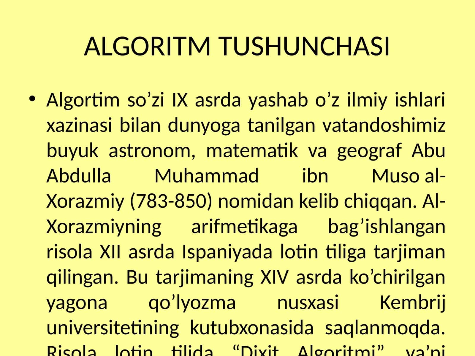 ALGORITM TUSHUNCHASI 1
