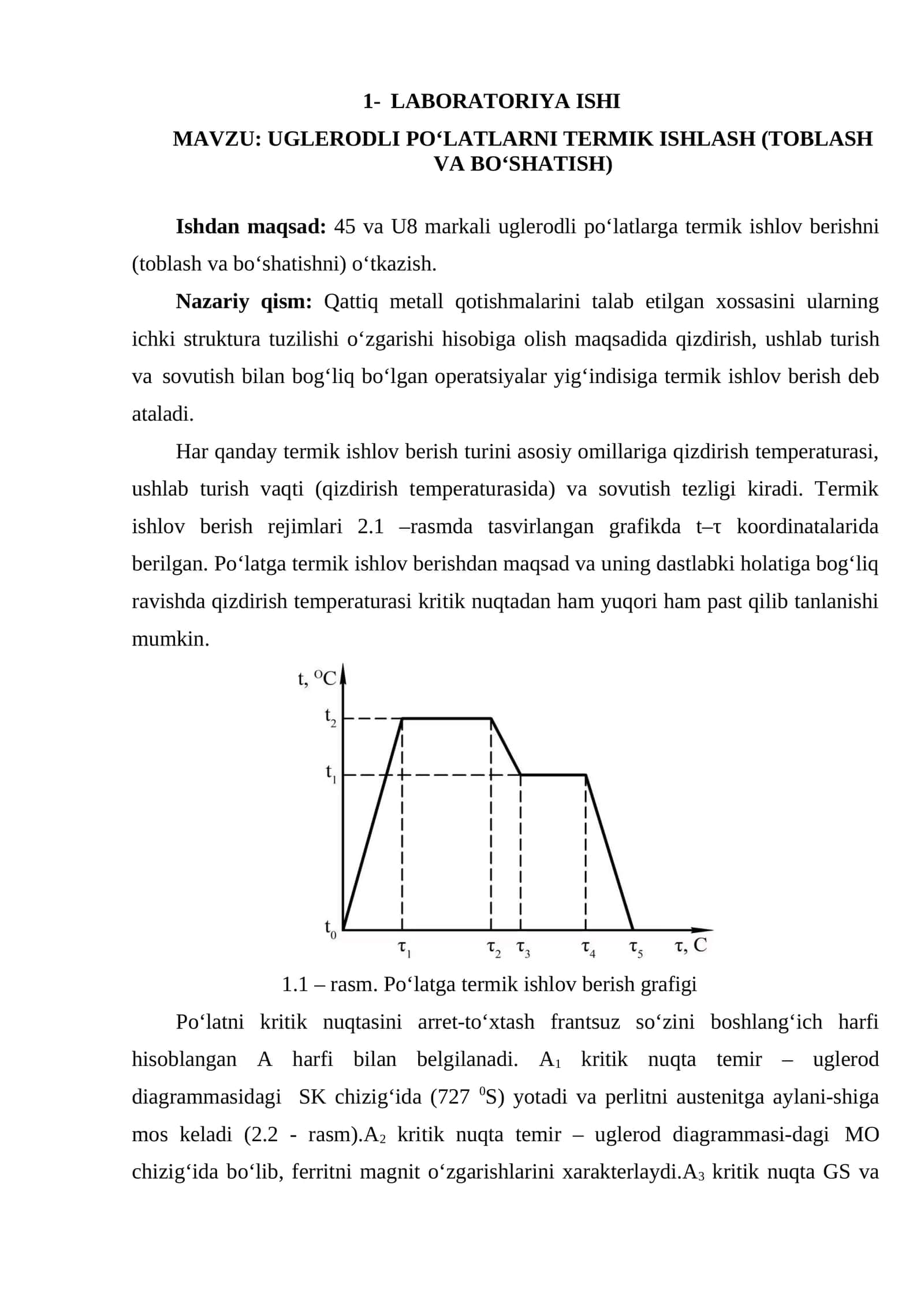UGLERODLI PO‘LATLARNI TERMIK ISHLASH 1