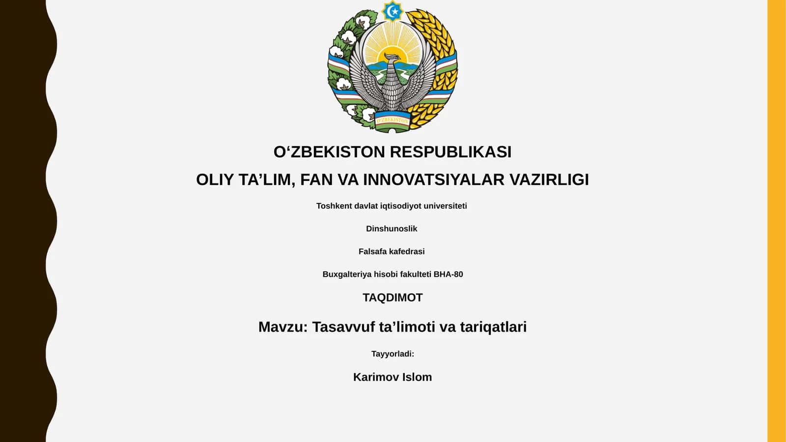 Tasavvuf ta’limoti va tariqatlari 1