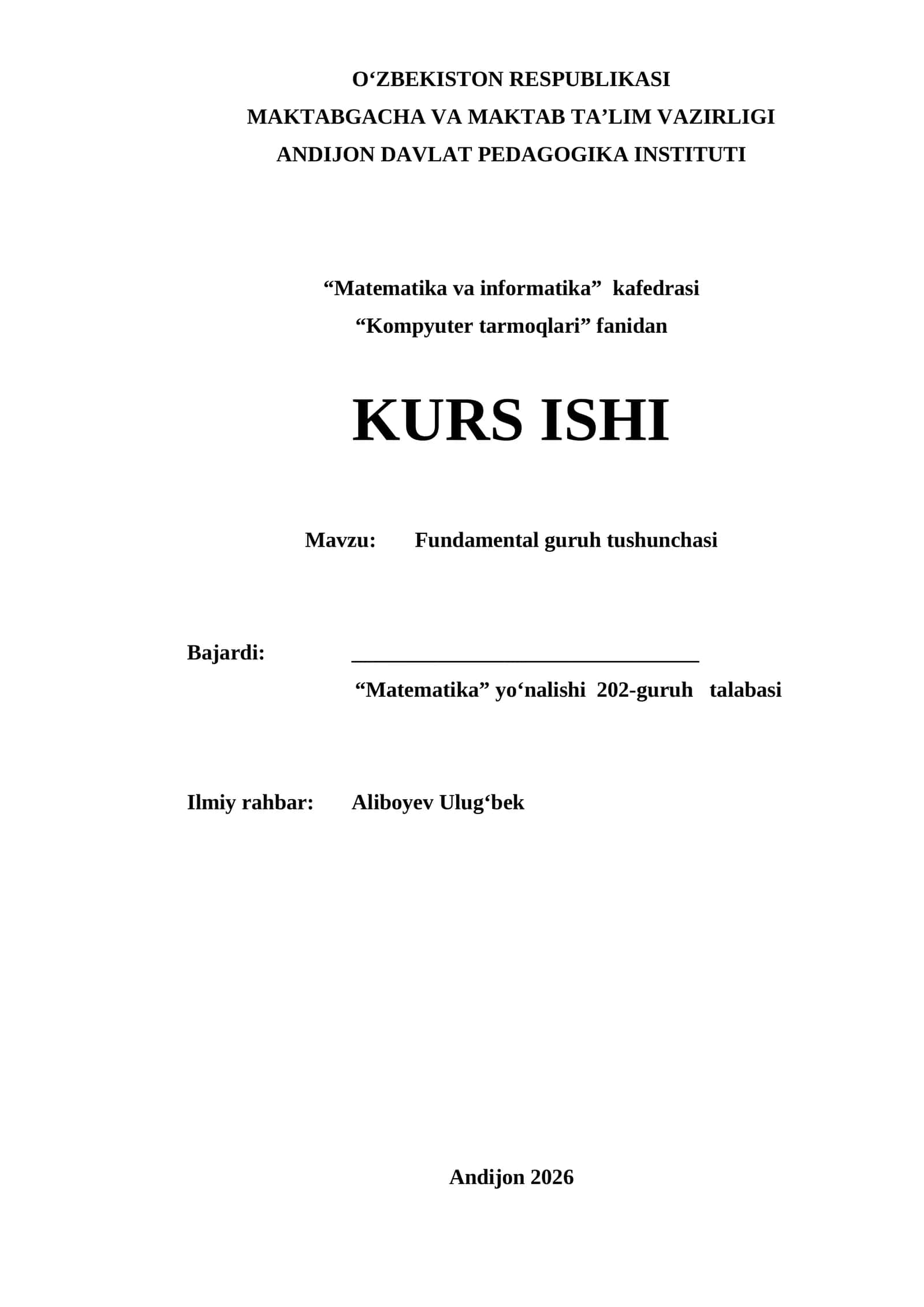 Fundamental guruh tushunchasi 1