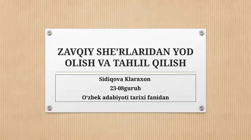Zavqiy Ijodi 1