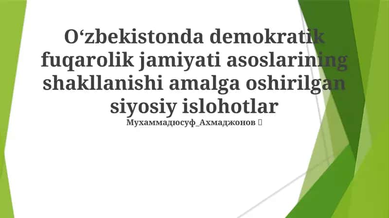 O'zbekistonning Demokratiya Yo'li: Asosiy Islohotlarga Nazar 1