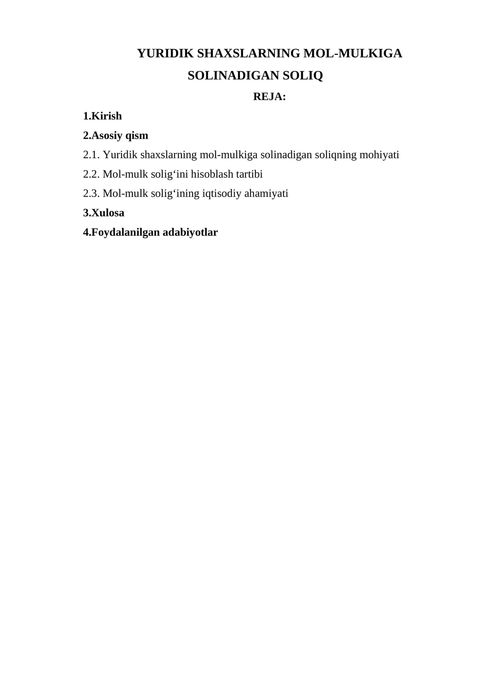 YURIDIK SHAXSLARNING MOL-MULKIGA SOLINADIGAN SOLIQ 1