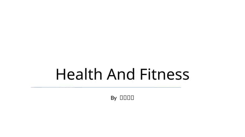 Health And Fitness 1