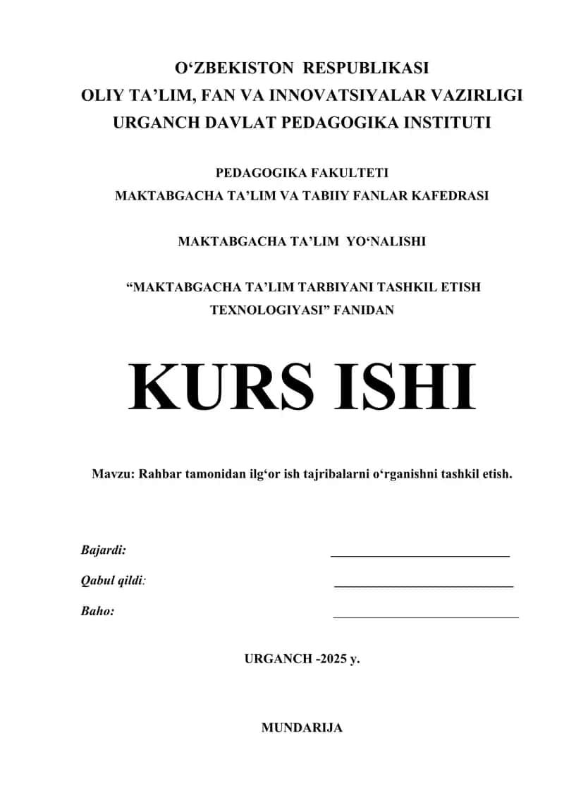 MAKTABGACHA TA’LIM TARBIYANI TASHKIL ETISH TEXNOLOGIYASI 1