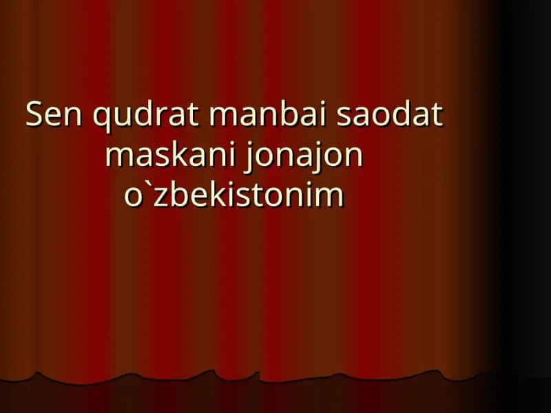 Sen Qudrat Manbai, Saodat Maskani Jonajon O'zbekistonim 1