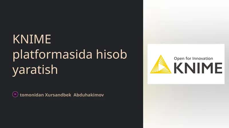 KNIME platformasida hisob yaratish 1