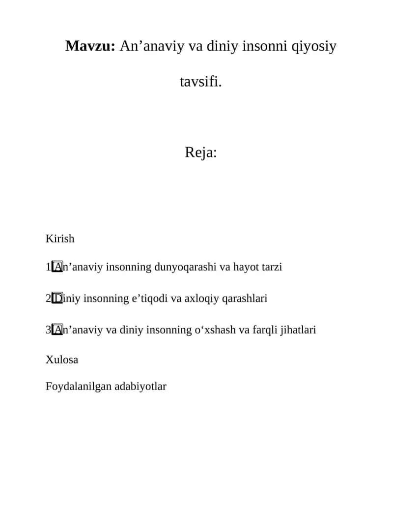 An’anaviy va diniy insonni qiyosiy tavsifi 1