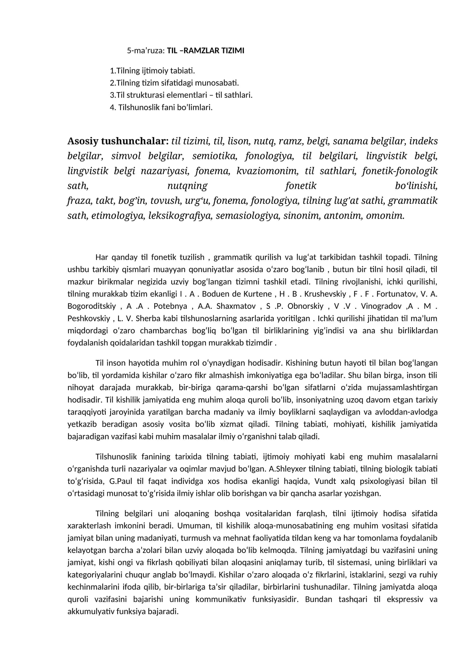 5-ma’ruza: TIL –RAMZLAR TIZIMI 1