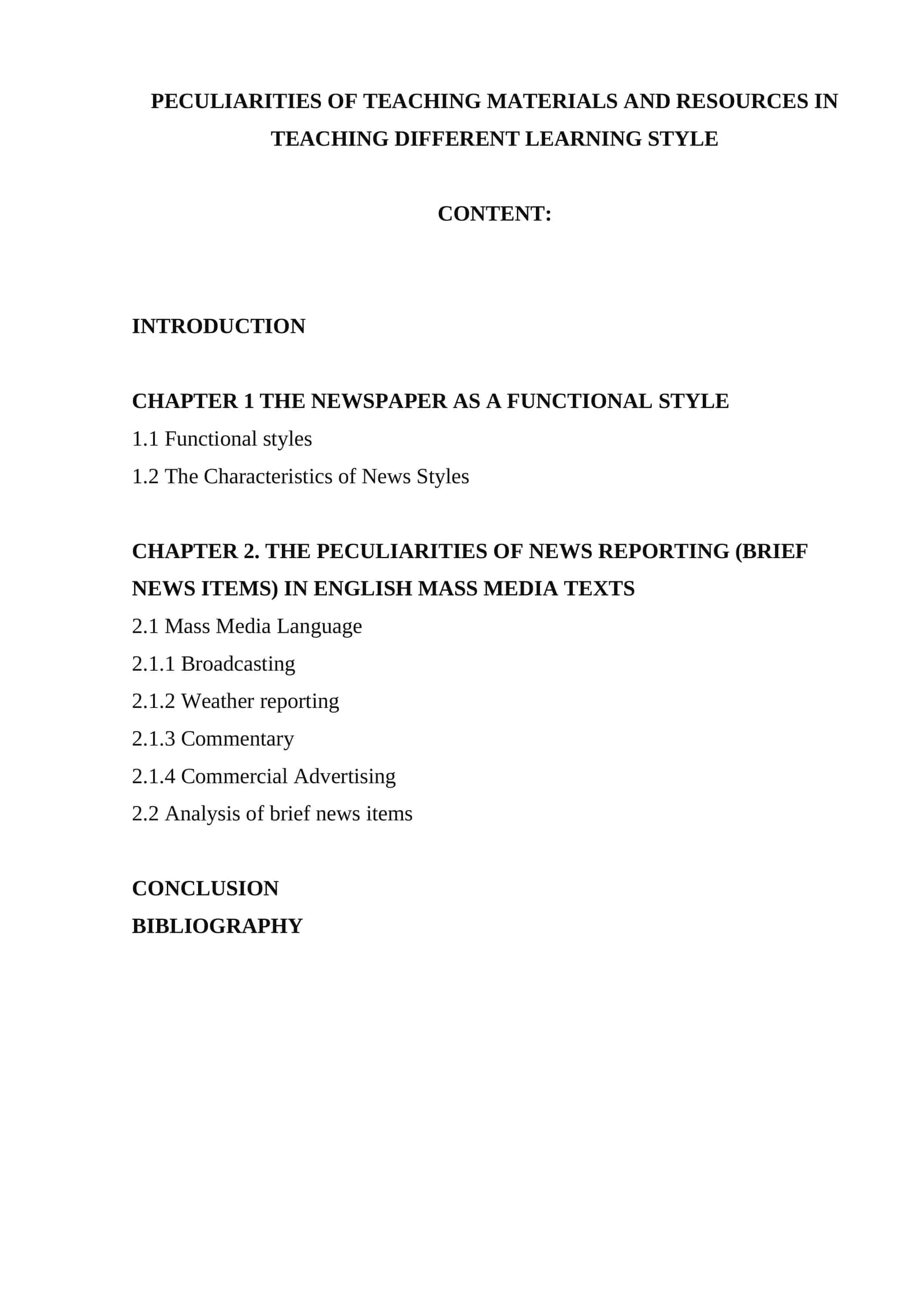 PECULIARITIES OF TEACHING MATERIALS AND RESOURCES IN TEACHING DIFFERENT LEARNING STYLE 1