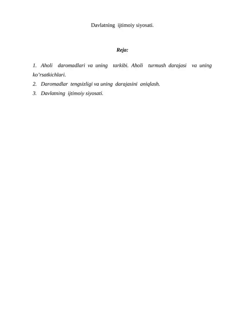 Davlatning ijtimoiy siyosati