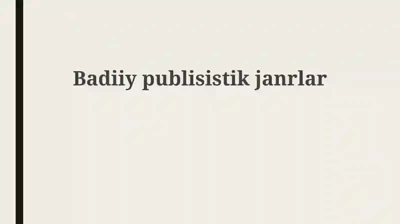 Adabiy jurnalistika janrlarining tarixi va rivojlanishi