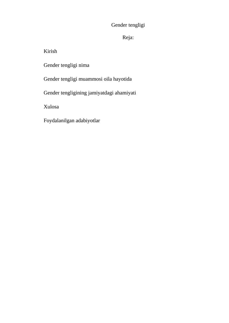 Gender tengligi 1