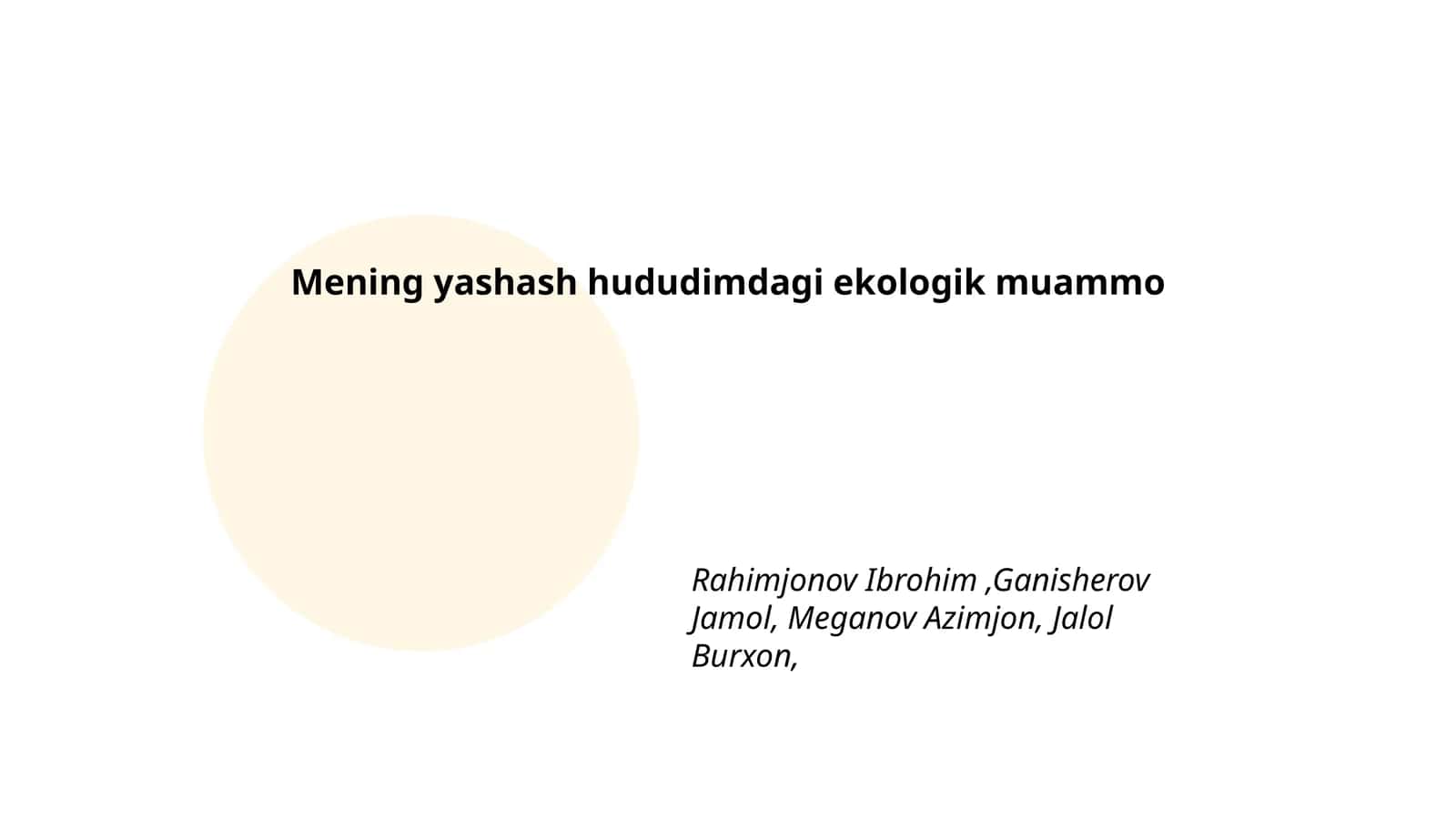 Mening yashash hududimdagi ekologik muammo 1