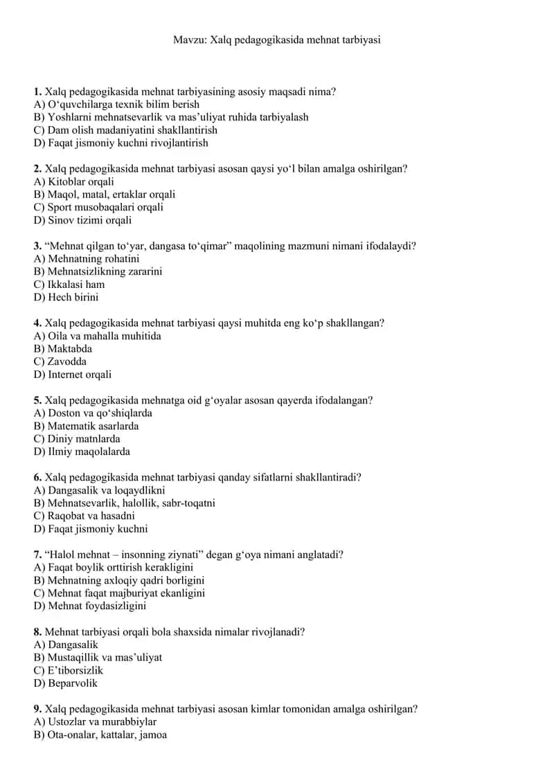 Xalq pedagogikasida mehnat tarbiyasi 1