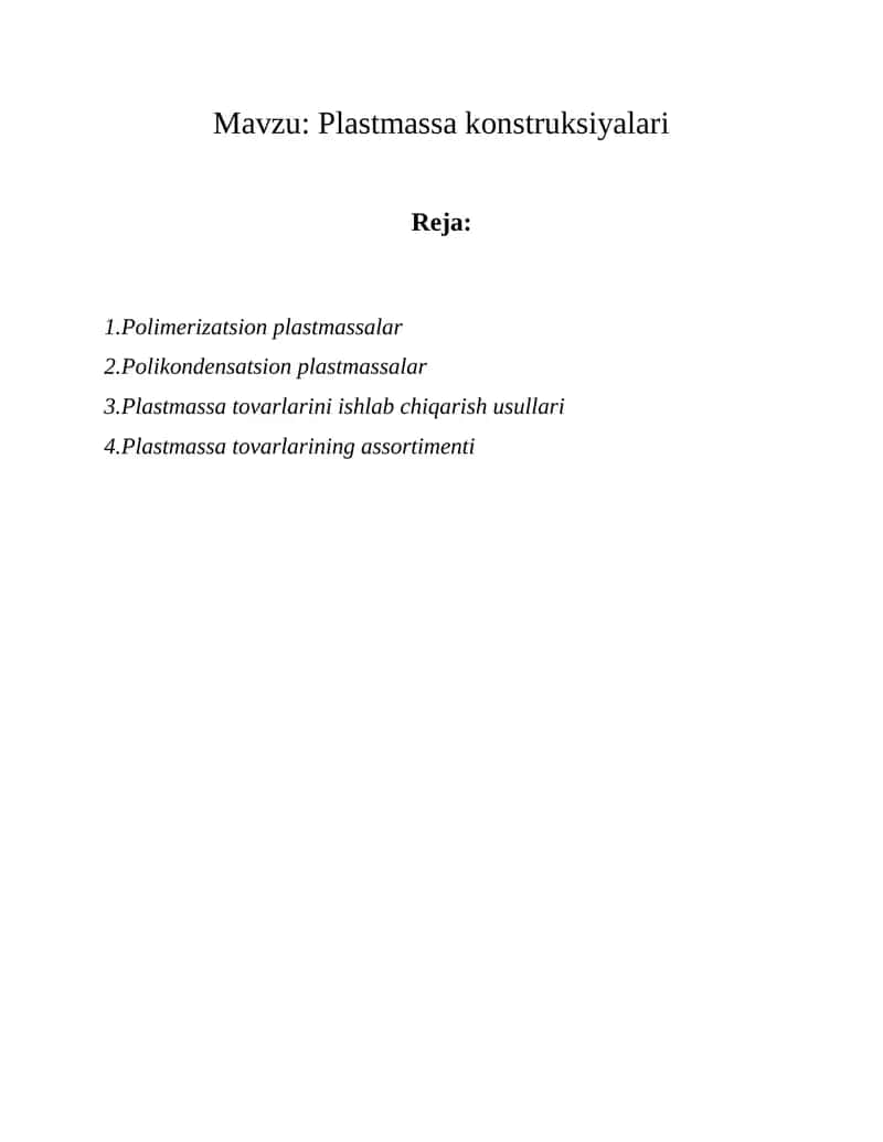 Plastmassa konstruksiyalari 1