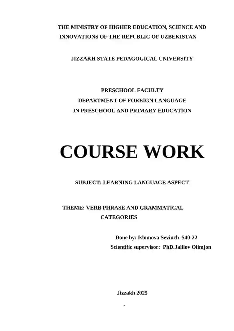 Course Work on Learning Language Aspect