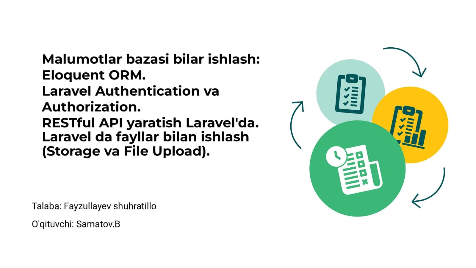 Malumotlar bazasi bilan ishlash: Eloquent ORM 1