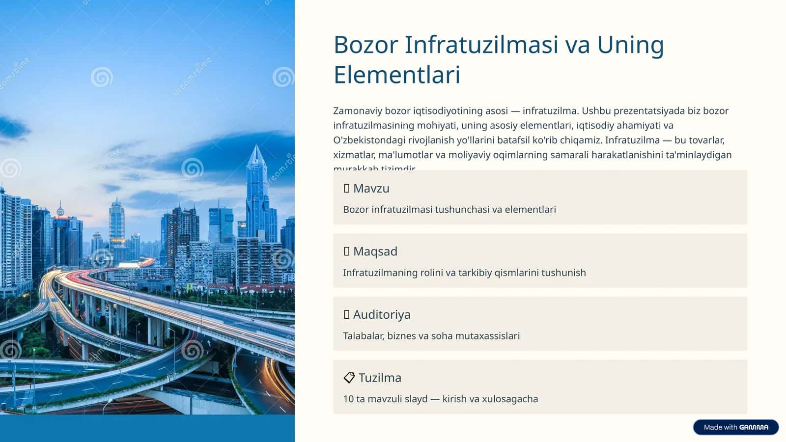 Bozor Infratuzilmasi va Uning Elementlari 1