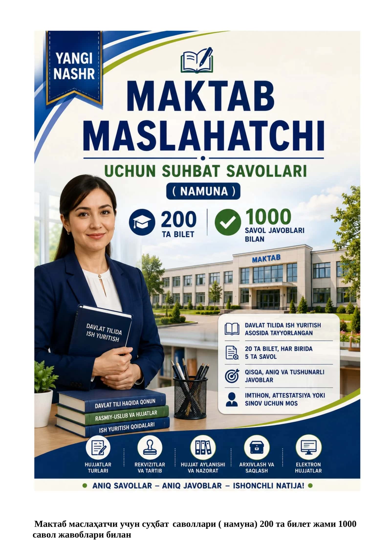 MAKTAB MASLAHATCHISI LAVOZIMIGA ISHGA KIRISH TEST SINOVlARI 1