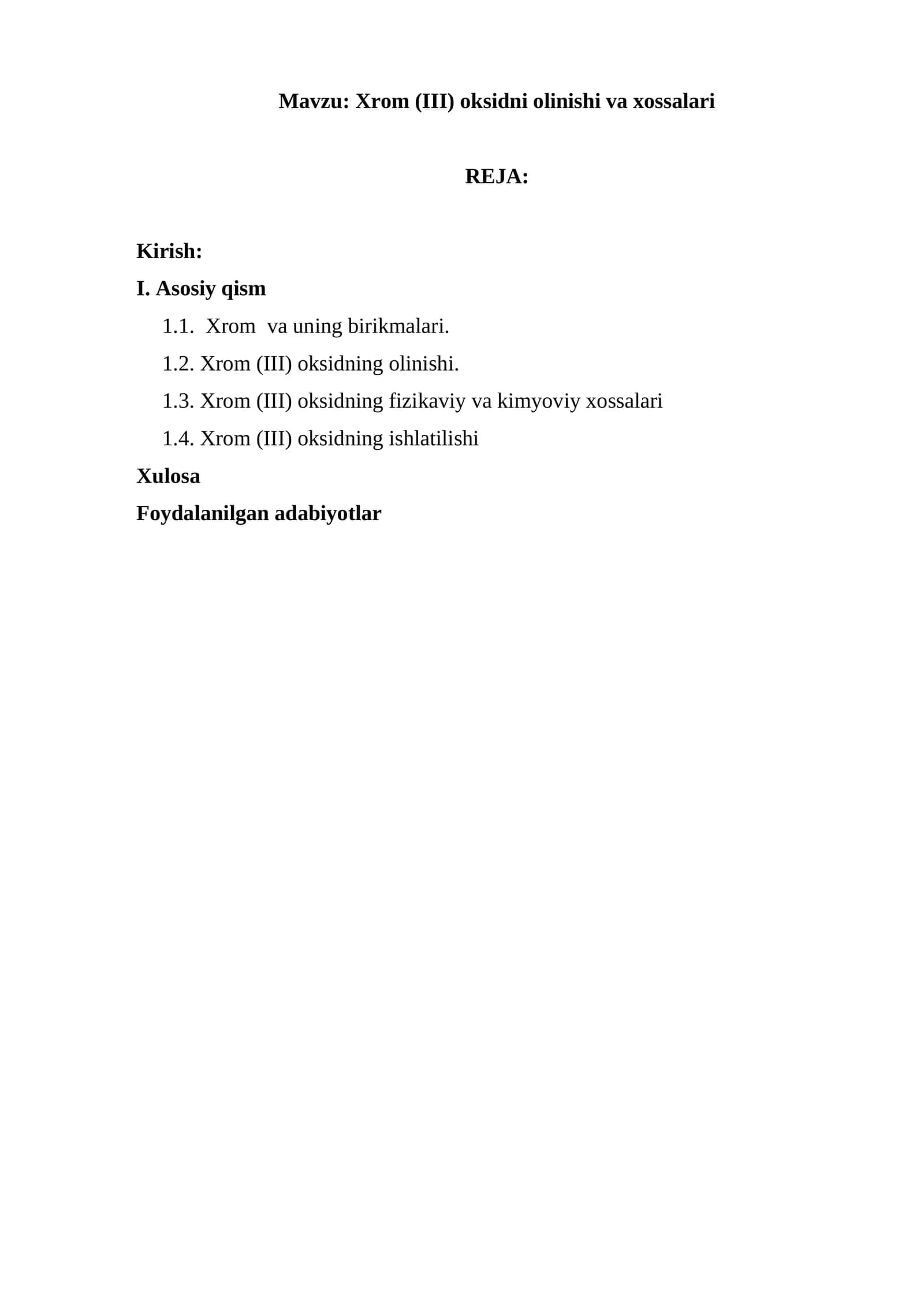 Xrom (III) oksidni olinishi va xossalari 1