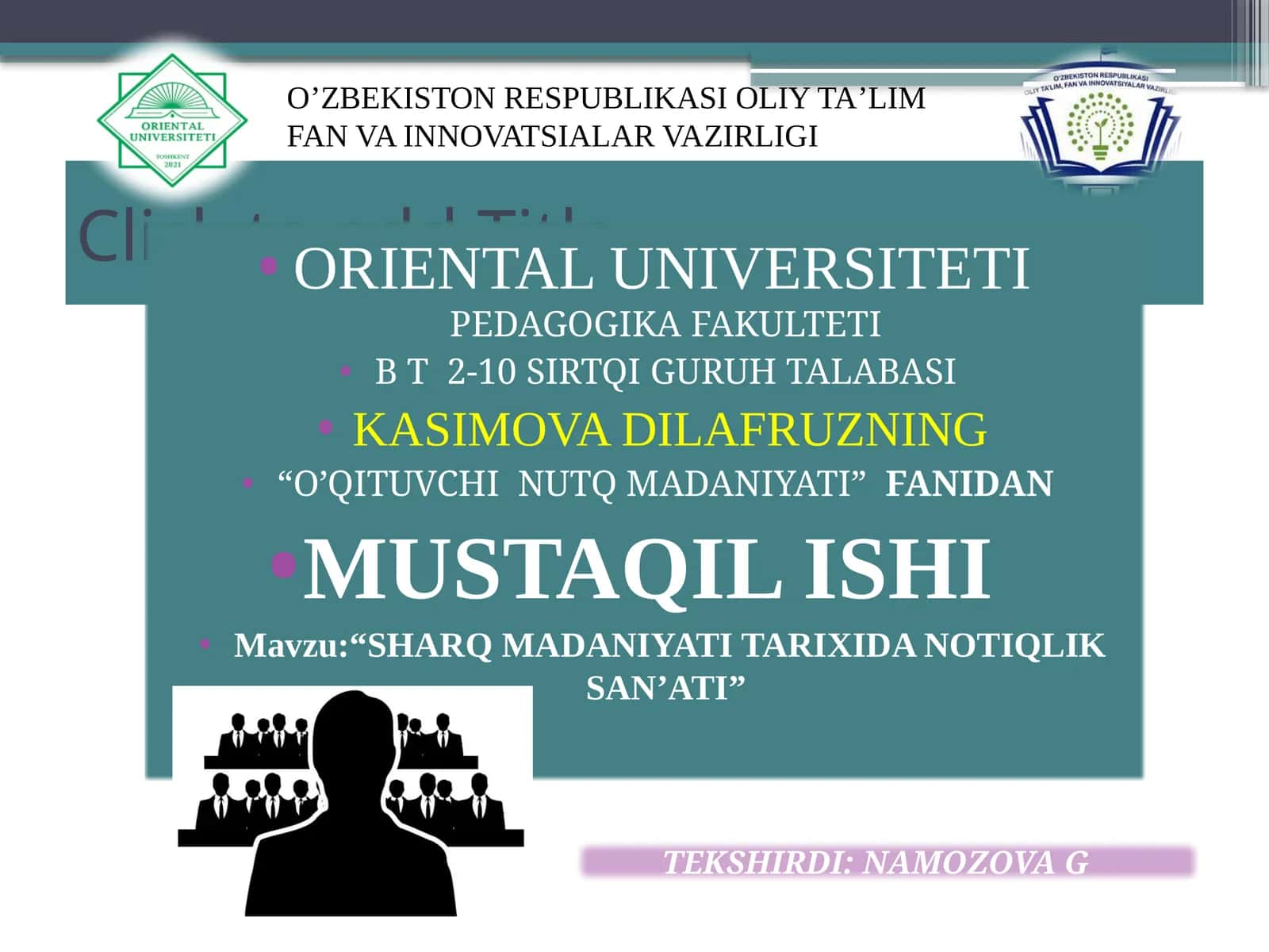 O’QITUVCHI NUTQ MADANIYATI FANIDAN MUSTAQILISHI 1
