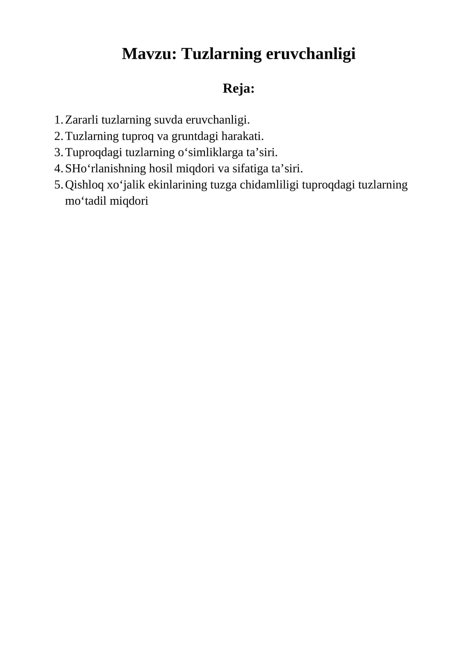 Tuzlarning eruvchanligi 1