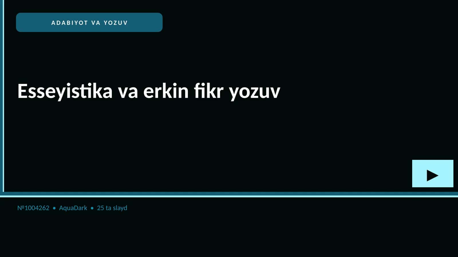 Esseyistika va erkin fikr yozuv 1