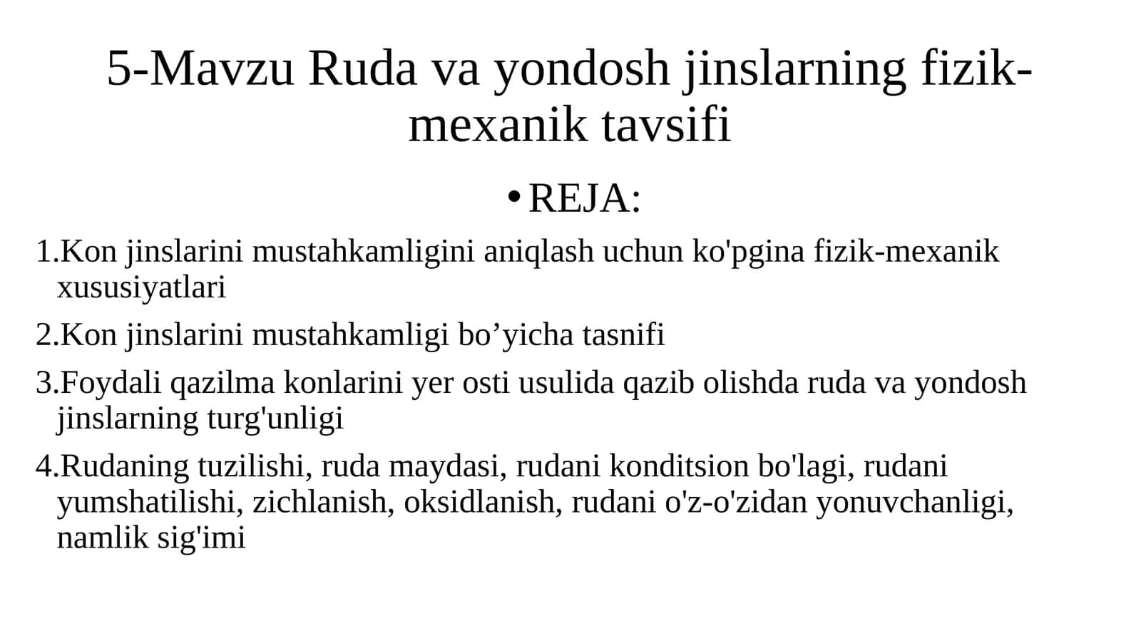 Ruda va yondosh jinslarning fizik-mexanik tavsifi 1