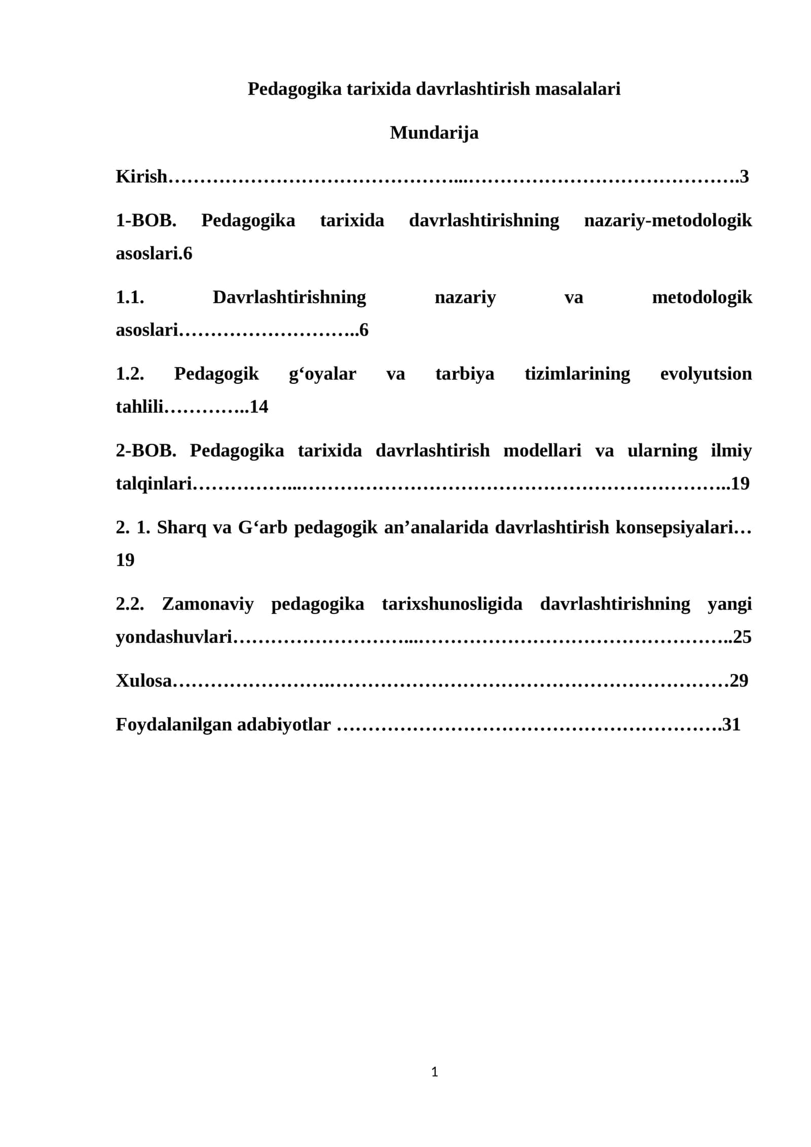 Pedagogika tarixida davrlashtirish masalalari 1