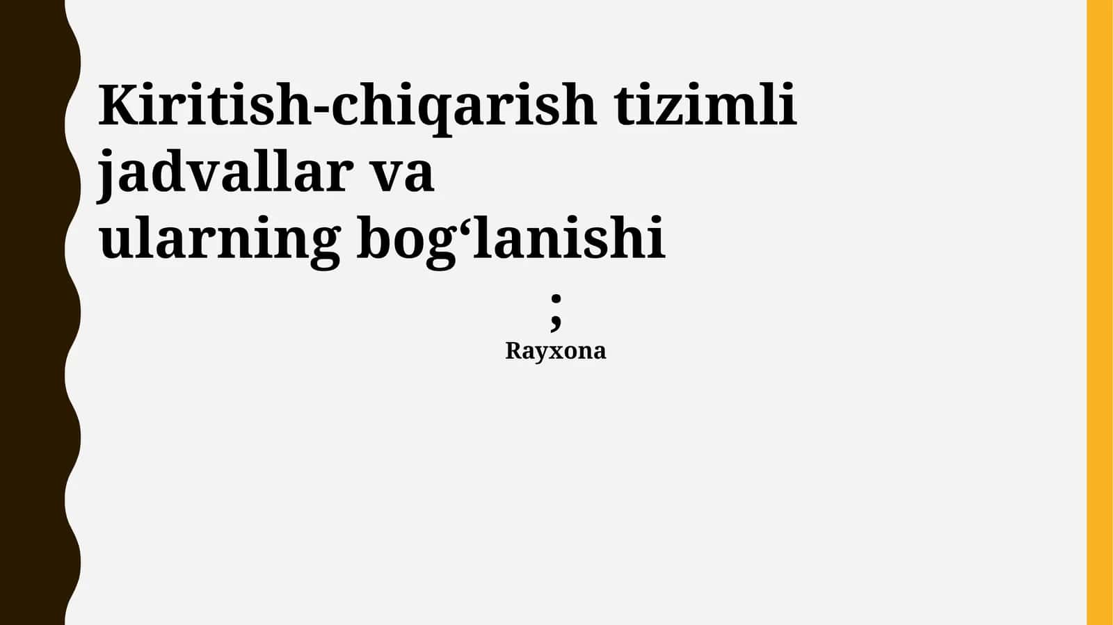 Кириш-чиқиш моделлари 1