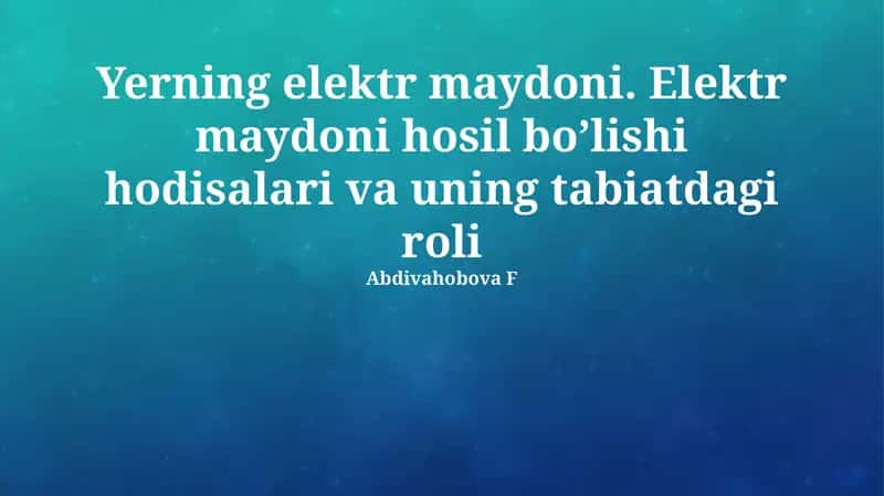 Elektr maydoni 1