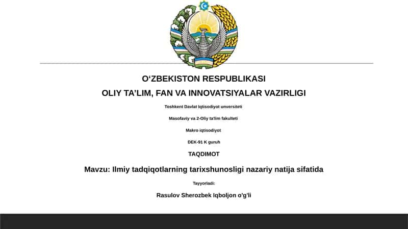 Ilmiy tadqiqotlarning tarixshunosligi natijalari 1